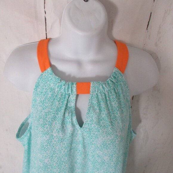 Cabana Life Dress L Large Aqua Orange Surfside Beach Swim Suit Cover Up Pockets - Picture 2 of 8